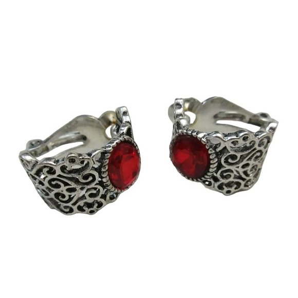 Stunning Vintage pair of silver-tone filigree clip on earrings - Picture 1 of 2